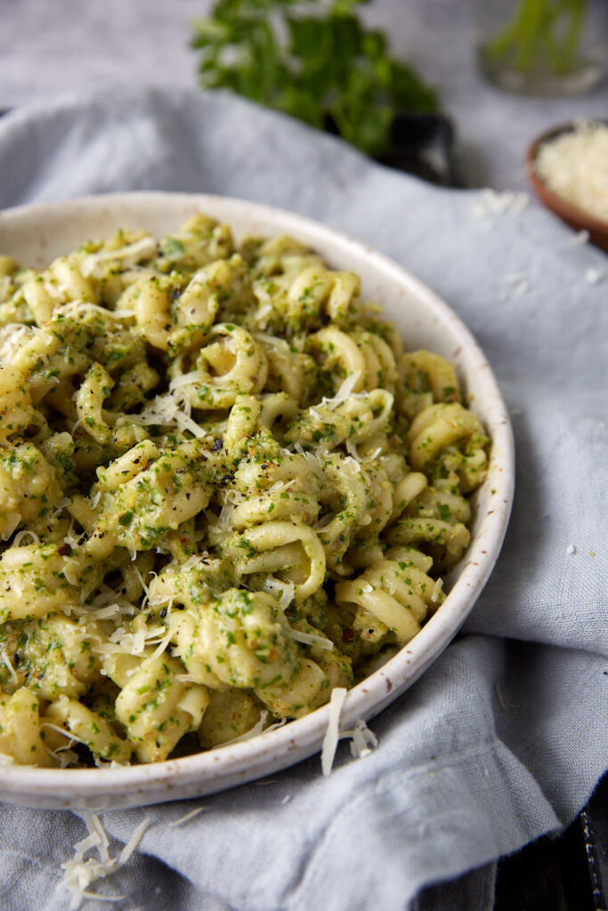 Parsley Pesto Pasta Salad with Walnuts Butter & Baggage
