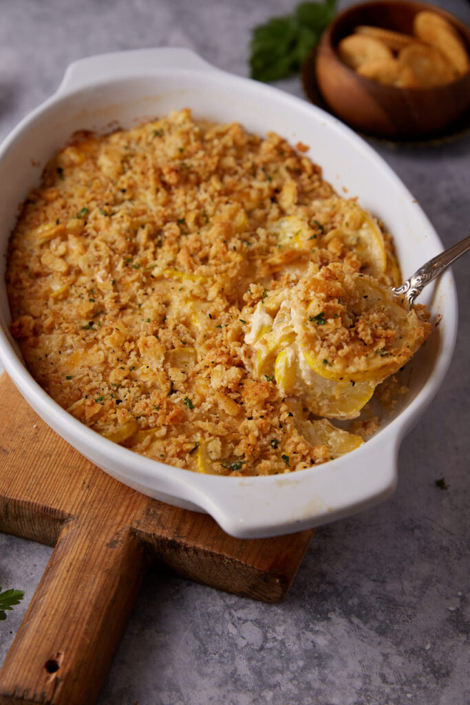 Yellow Squash Casserole with Ritz Crackers Butter & Baggage