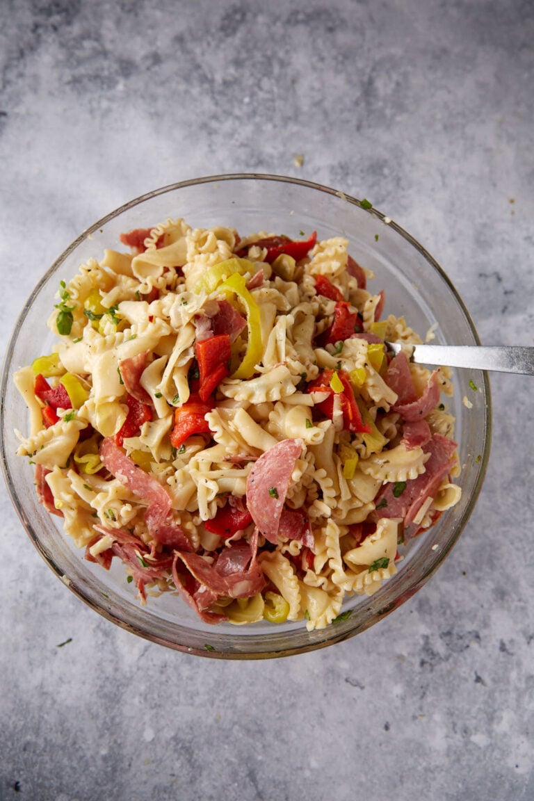Cold Antipasto Pasta Salad with Pepperoncini Peppers Butter & Baggage