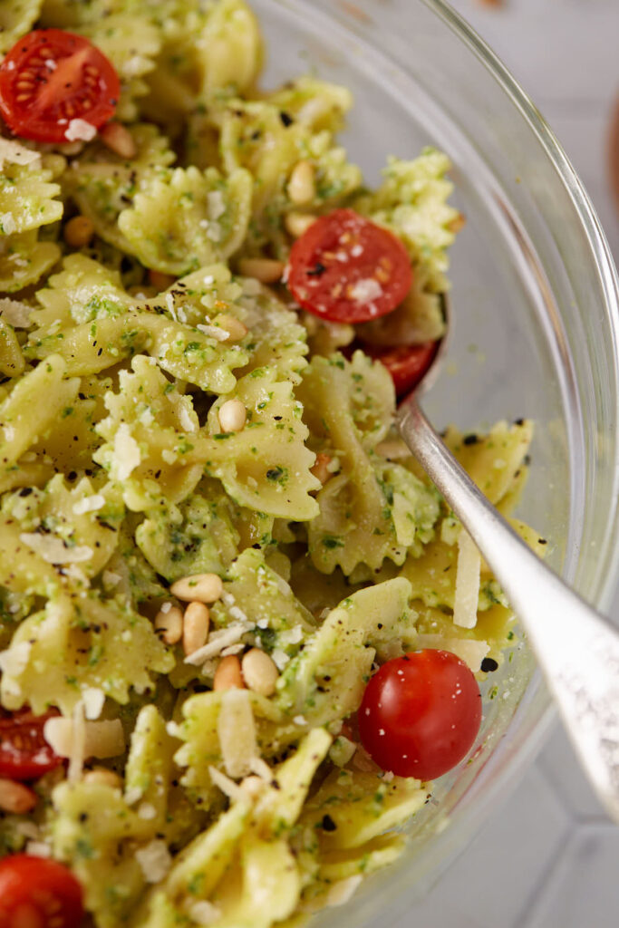 Bow Tie Pasta Salad with Basil Pesto Butter & Baggage