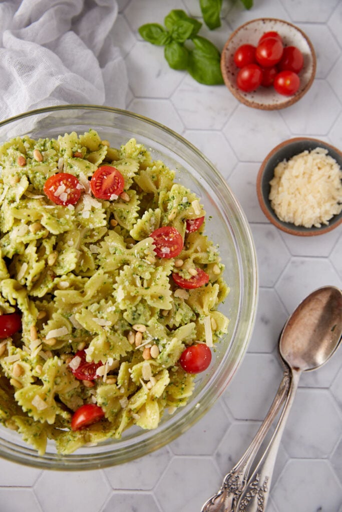 Bow Tie Pasta Salad with Basil Pesto Butter & Baggage