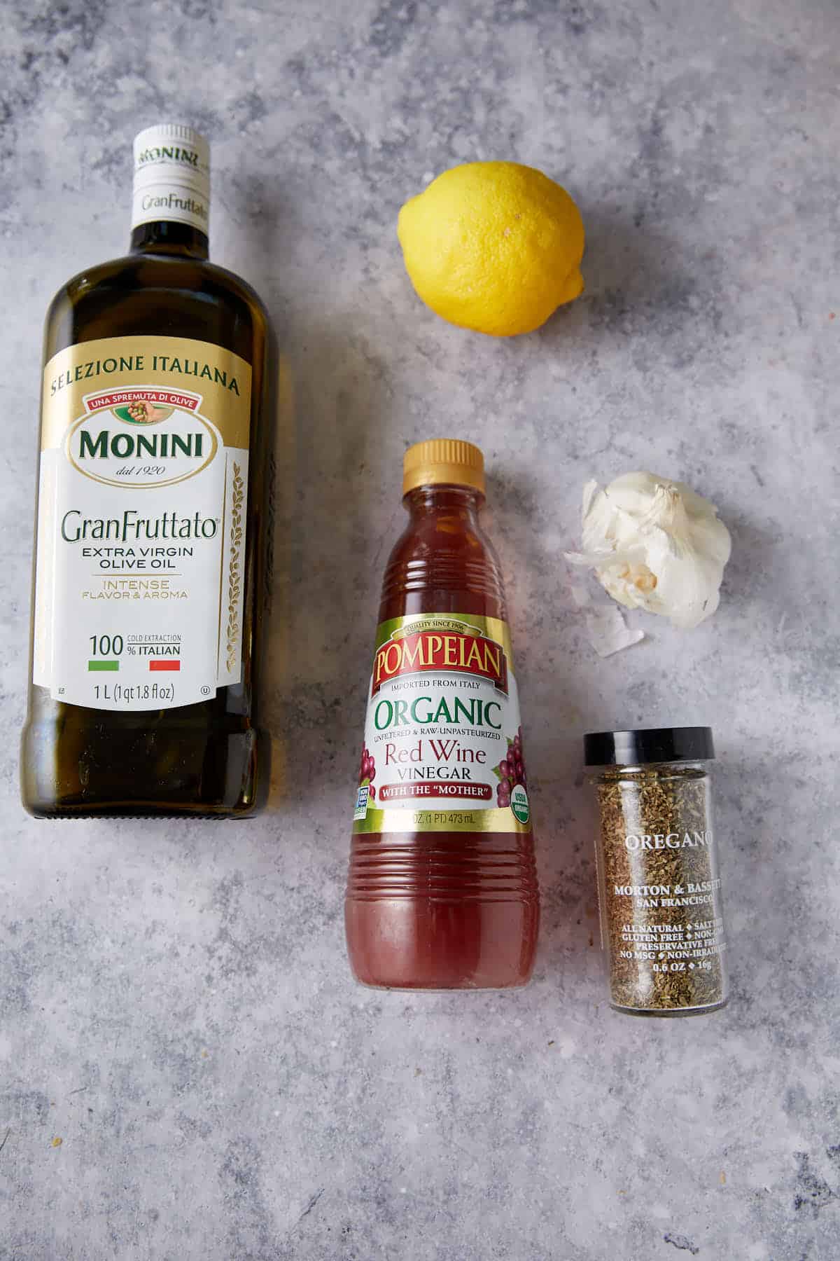 The ingredients for Greek salad dressing.