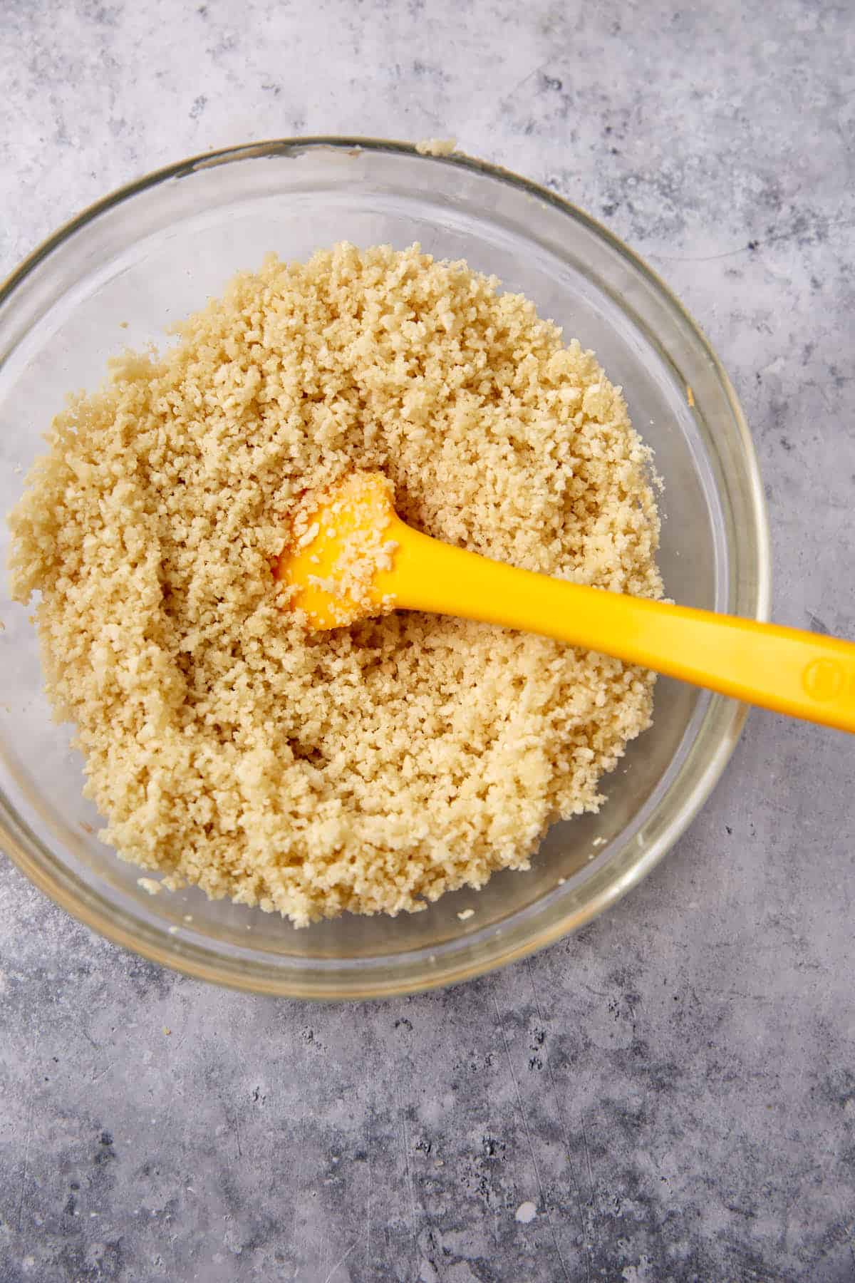 Panko and butter combined in a bowl.