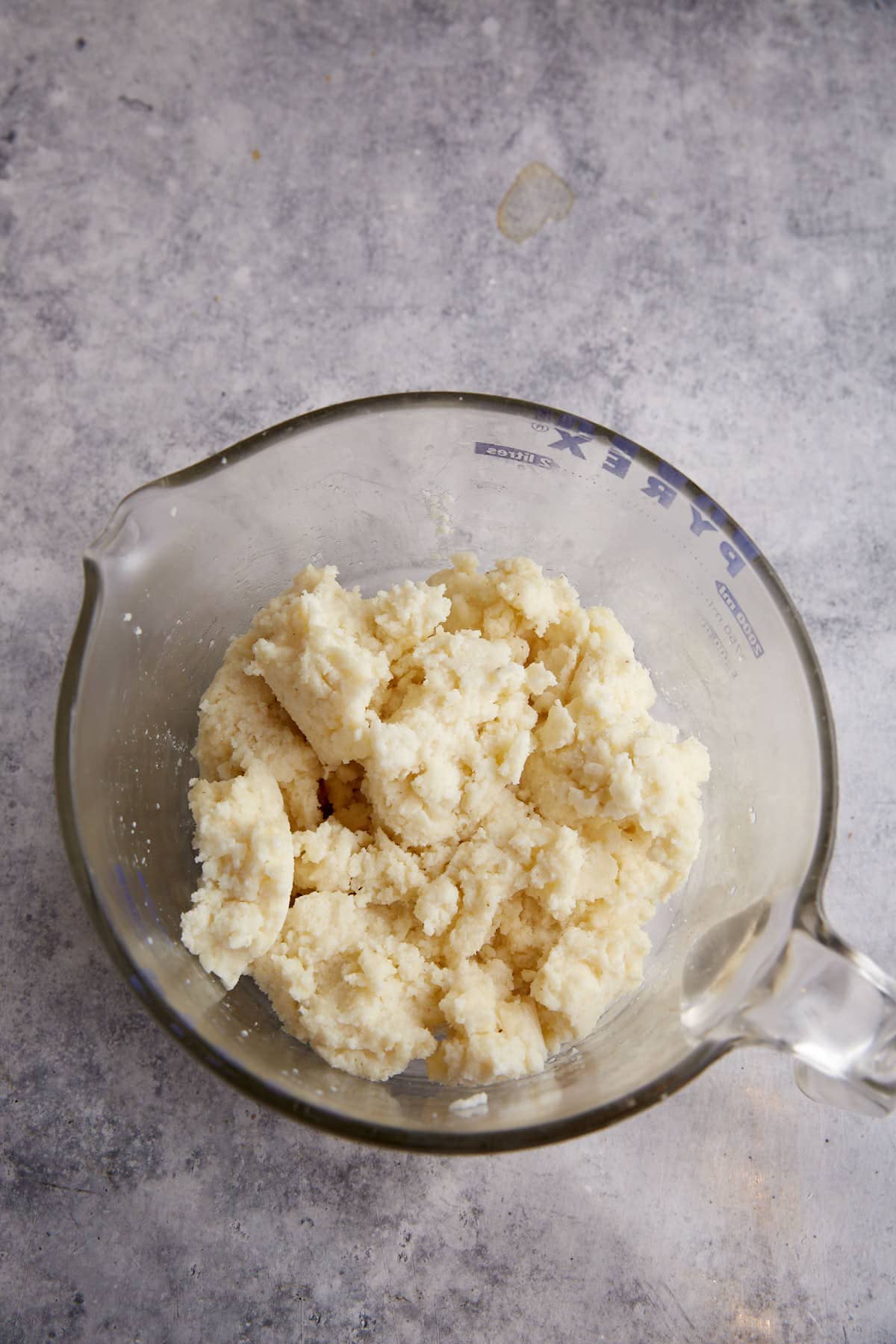 Cold cornmeal mixed with milk.