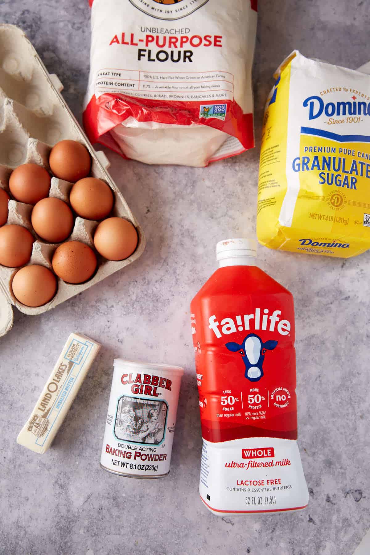 The ingredients for American waffles.