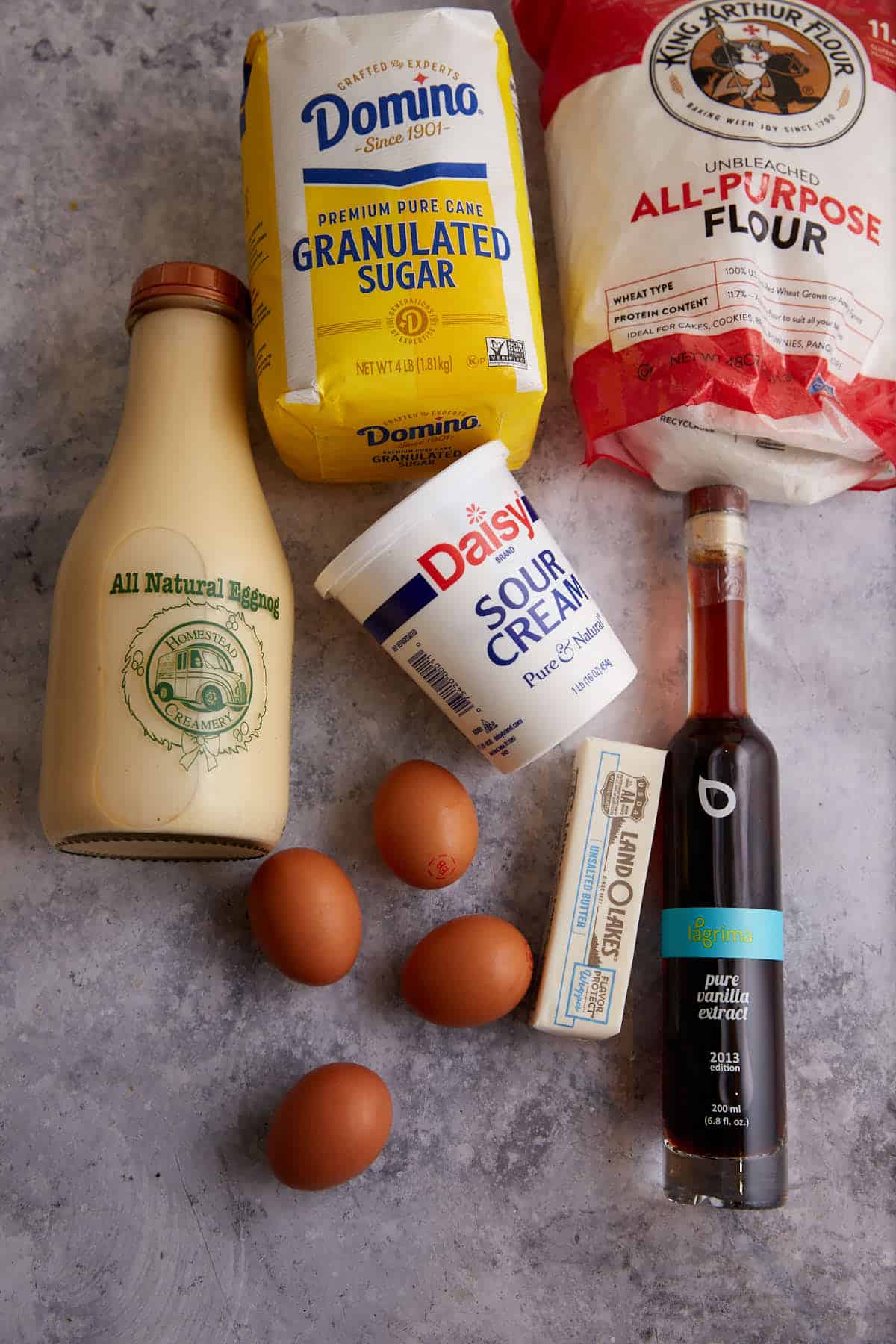 The ingredients for eggnog pie.