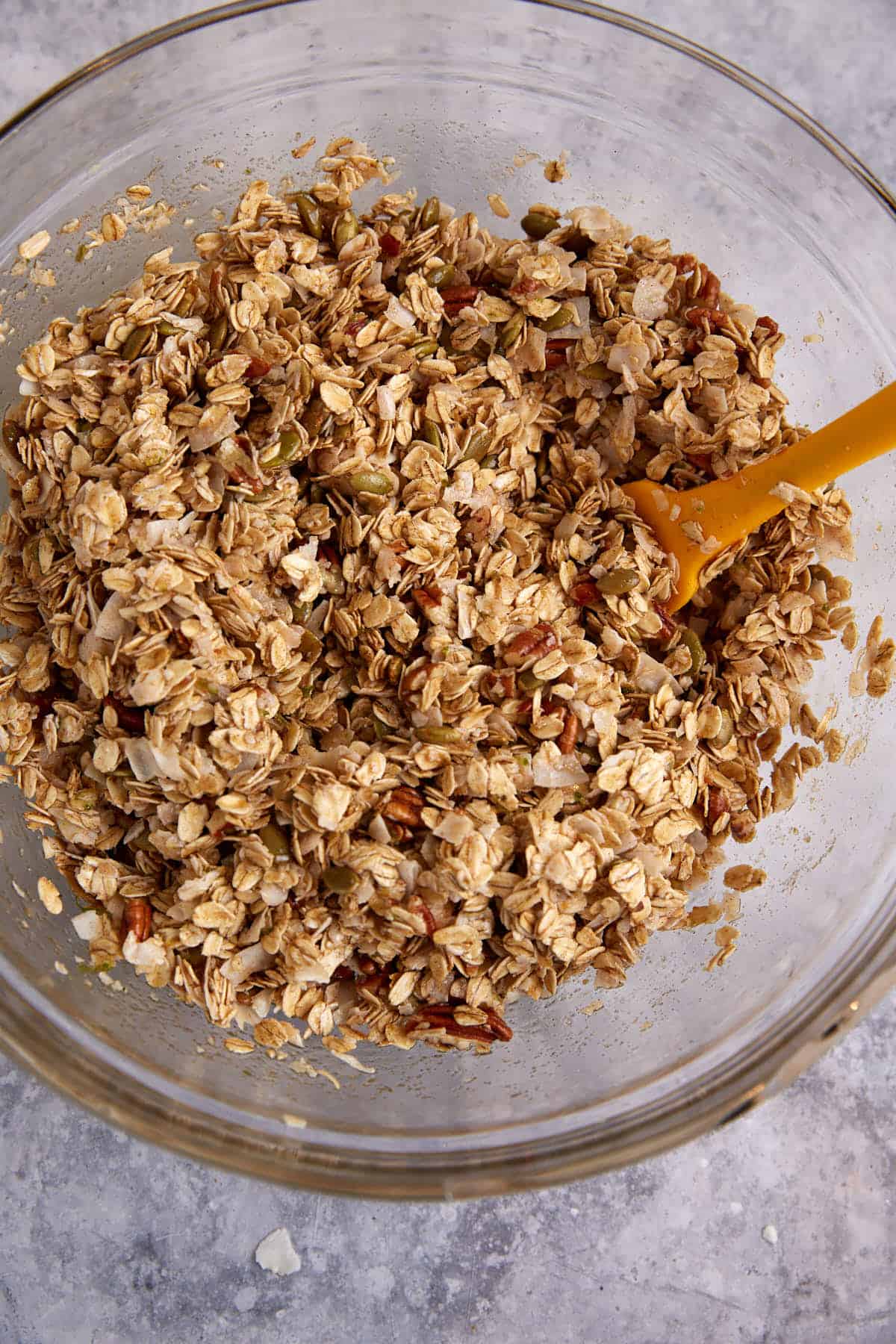 Granola mixture before it has been baked.