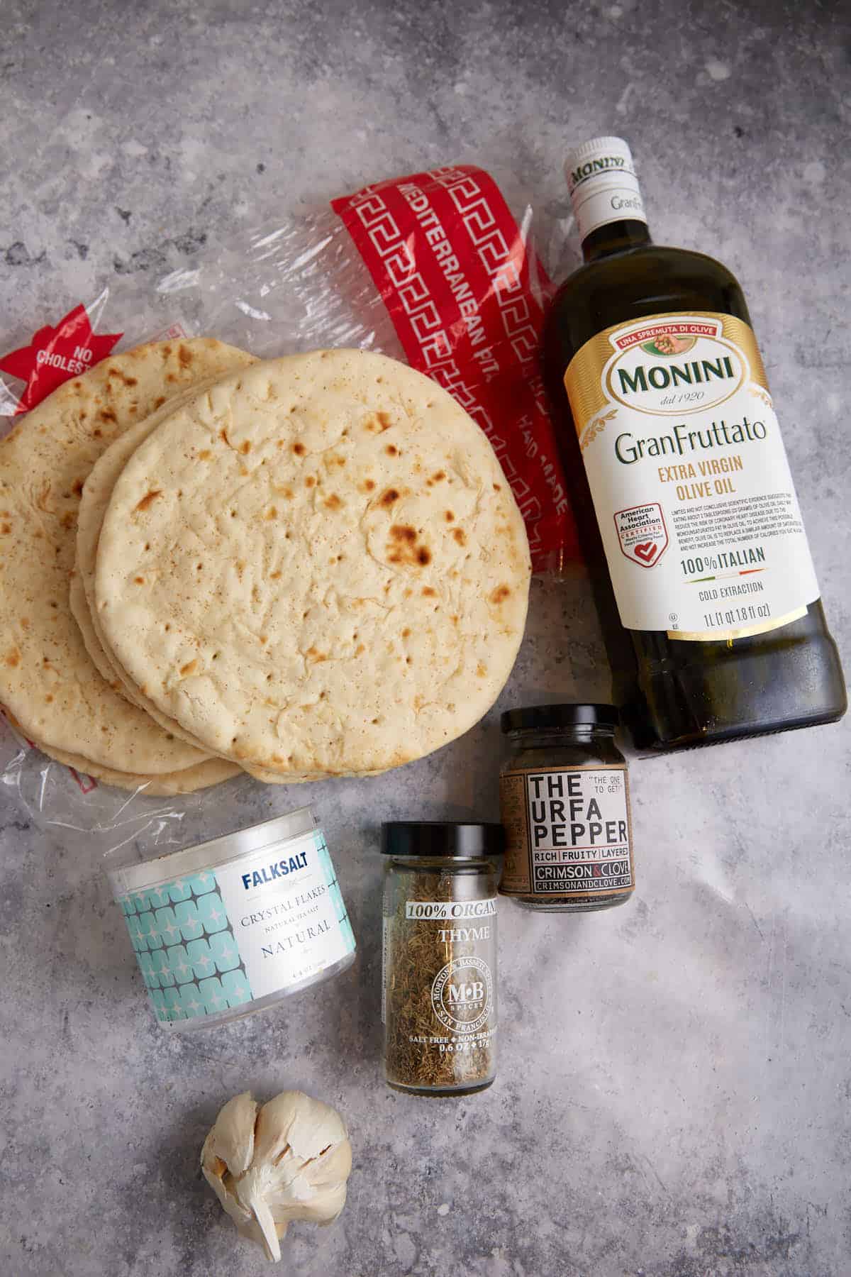 Ingredients for homemade pita chips.
