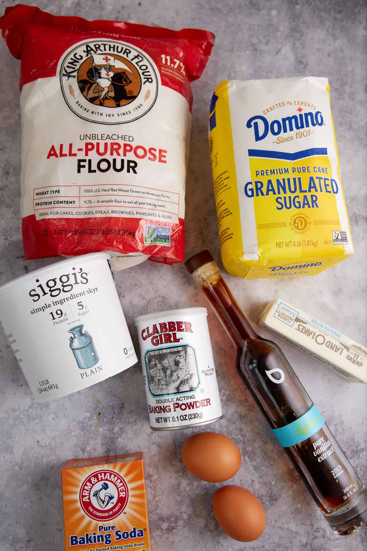 The ingredients for a cream cheese coffee cake.