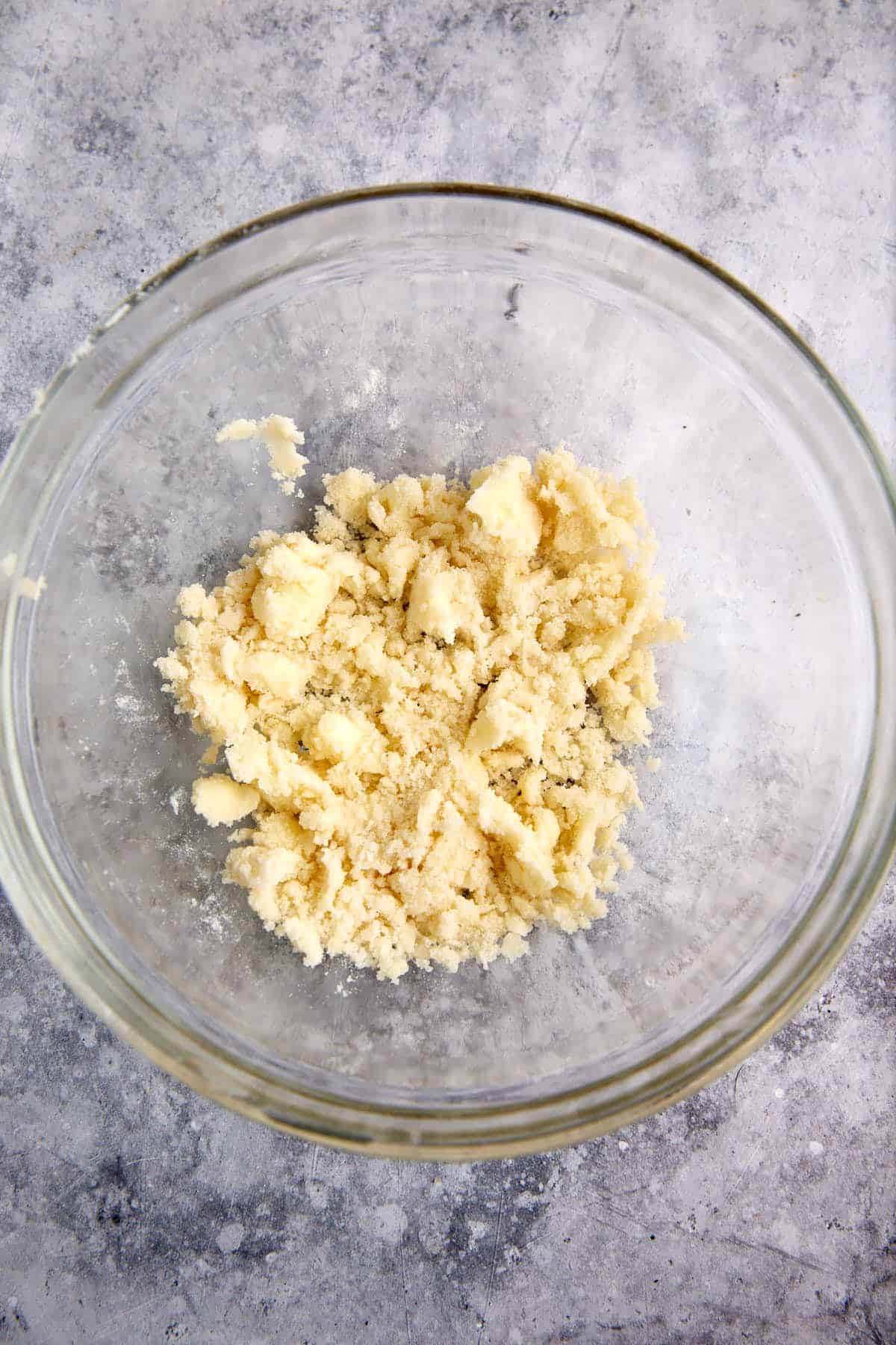 The crumble mixed in a bowl.