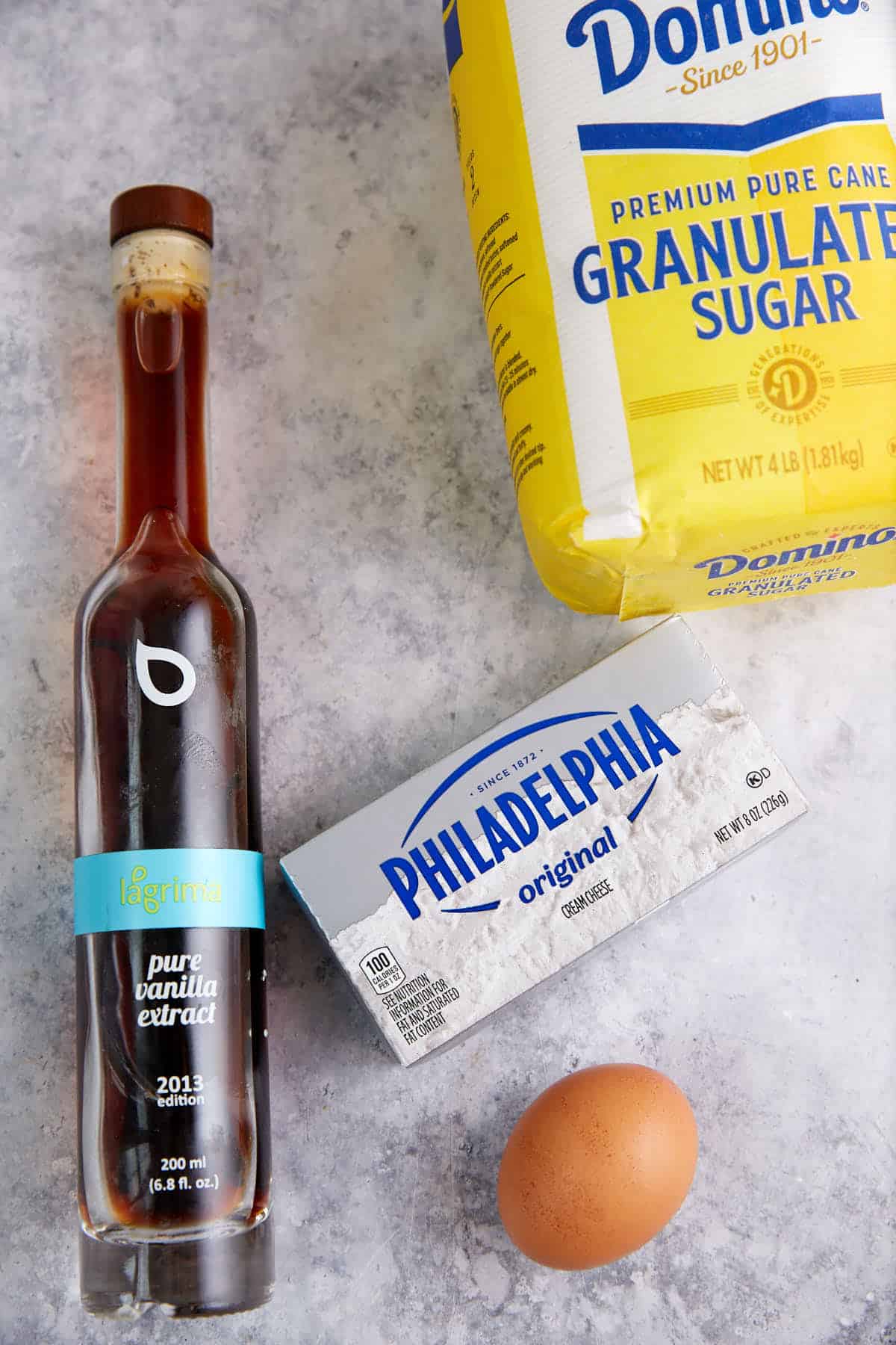 The ingredients for the cheesecake filling.