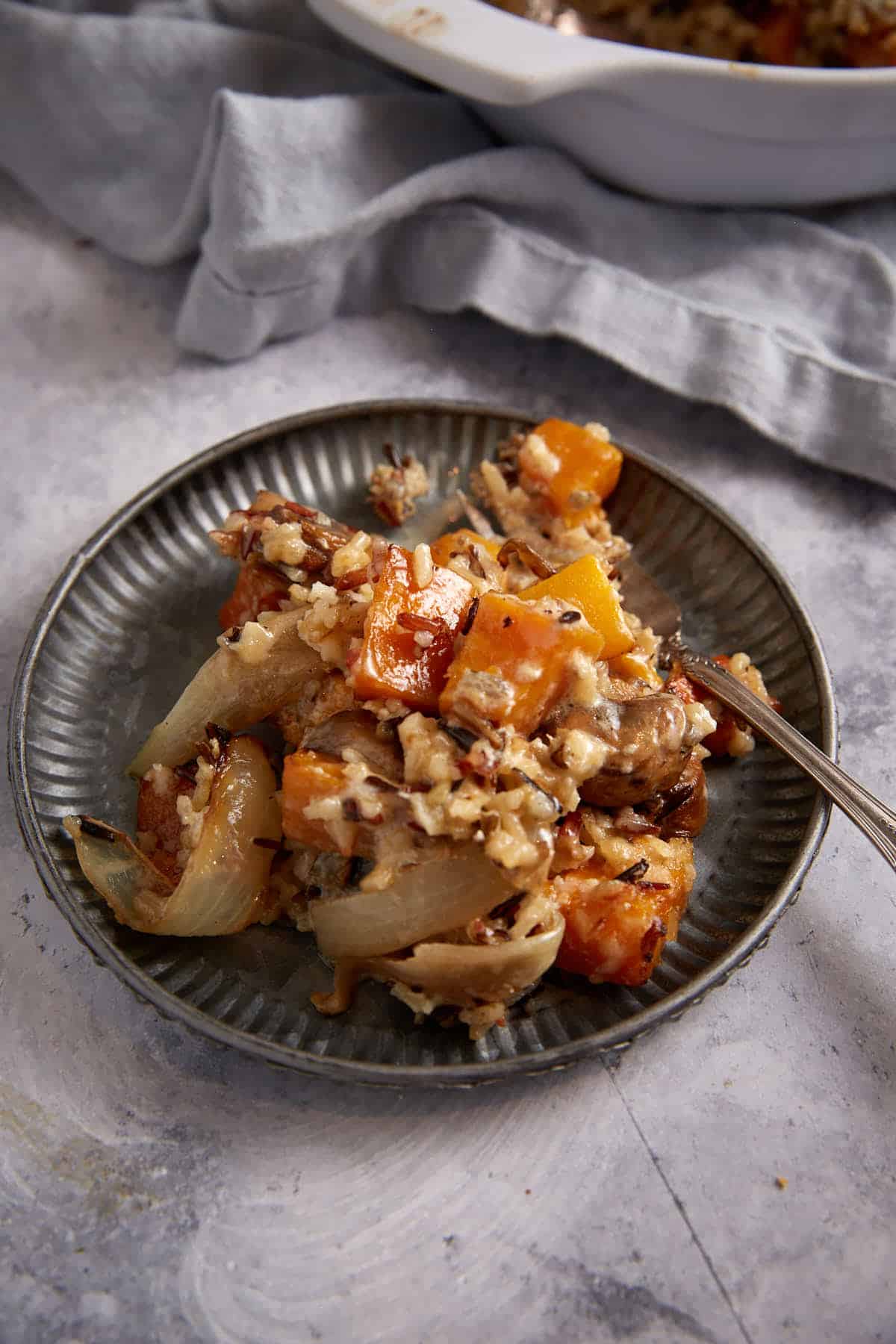 A serving of butternut squash casserole.