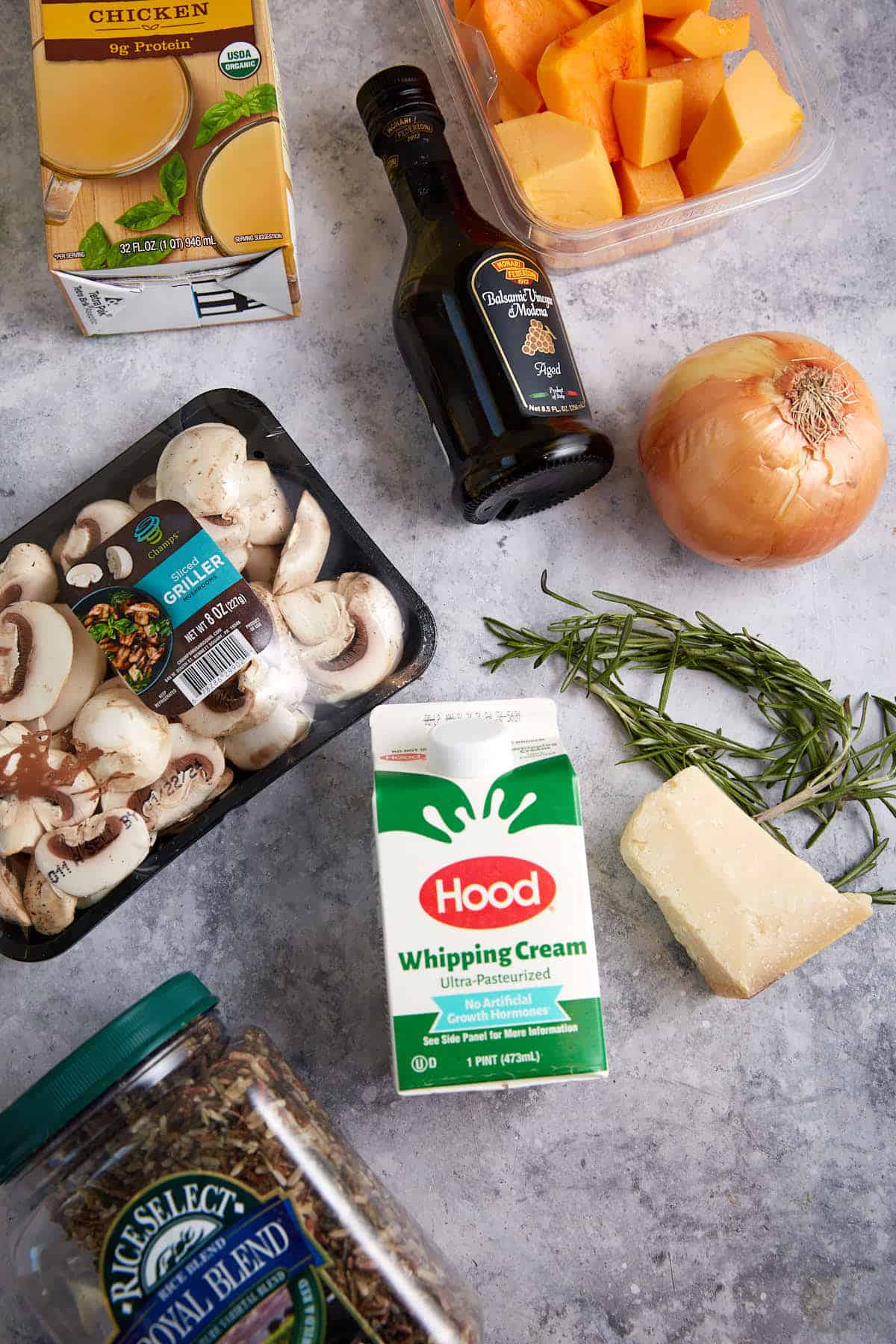 The ingredients for butternut squash casserole.