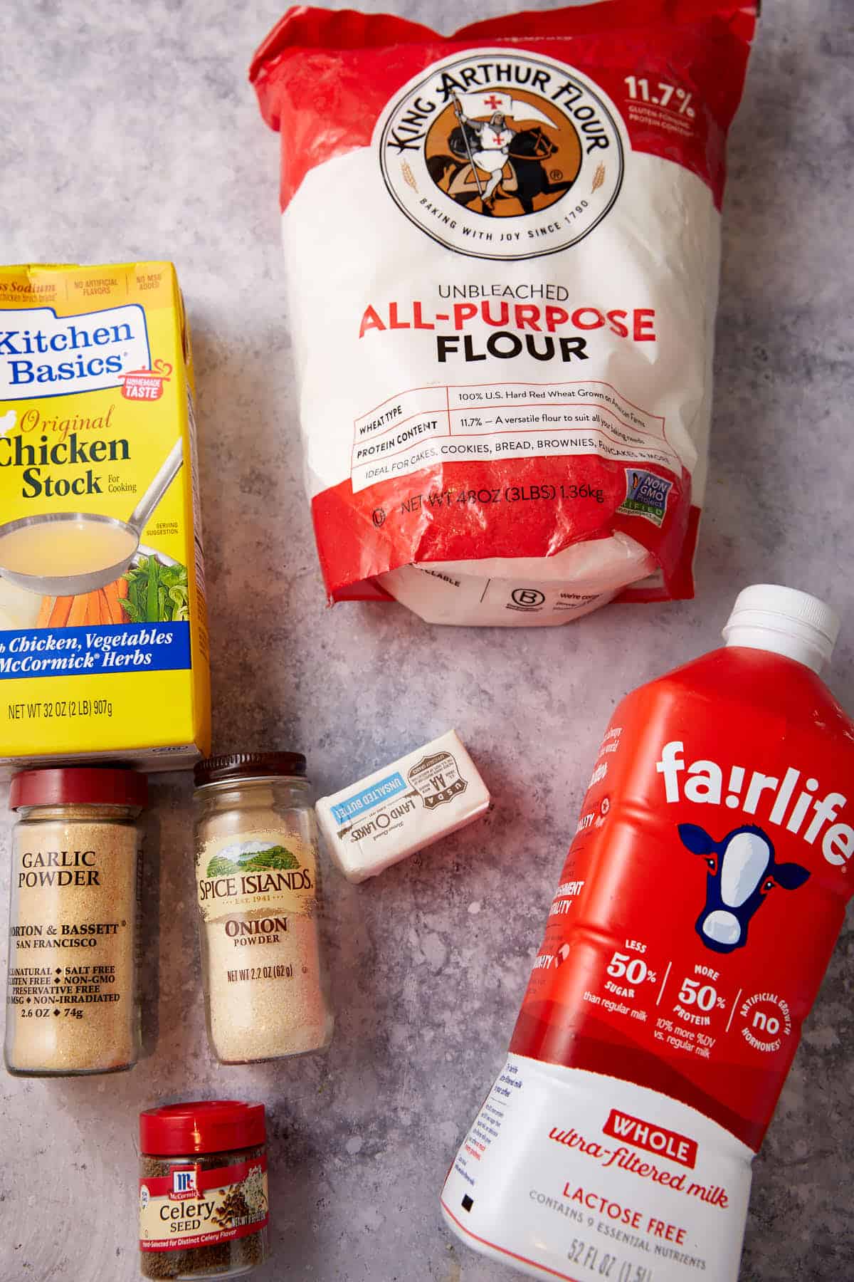 The ingredients for cream of chicken soup.