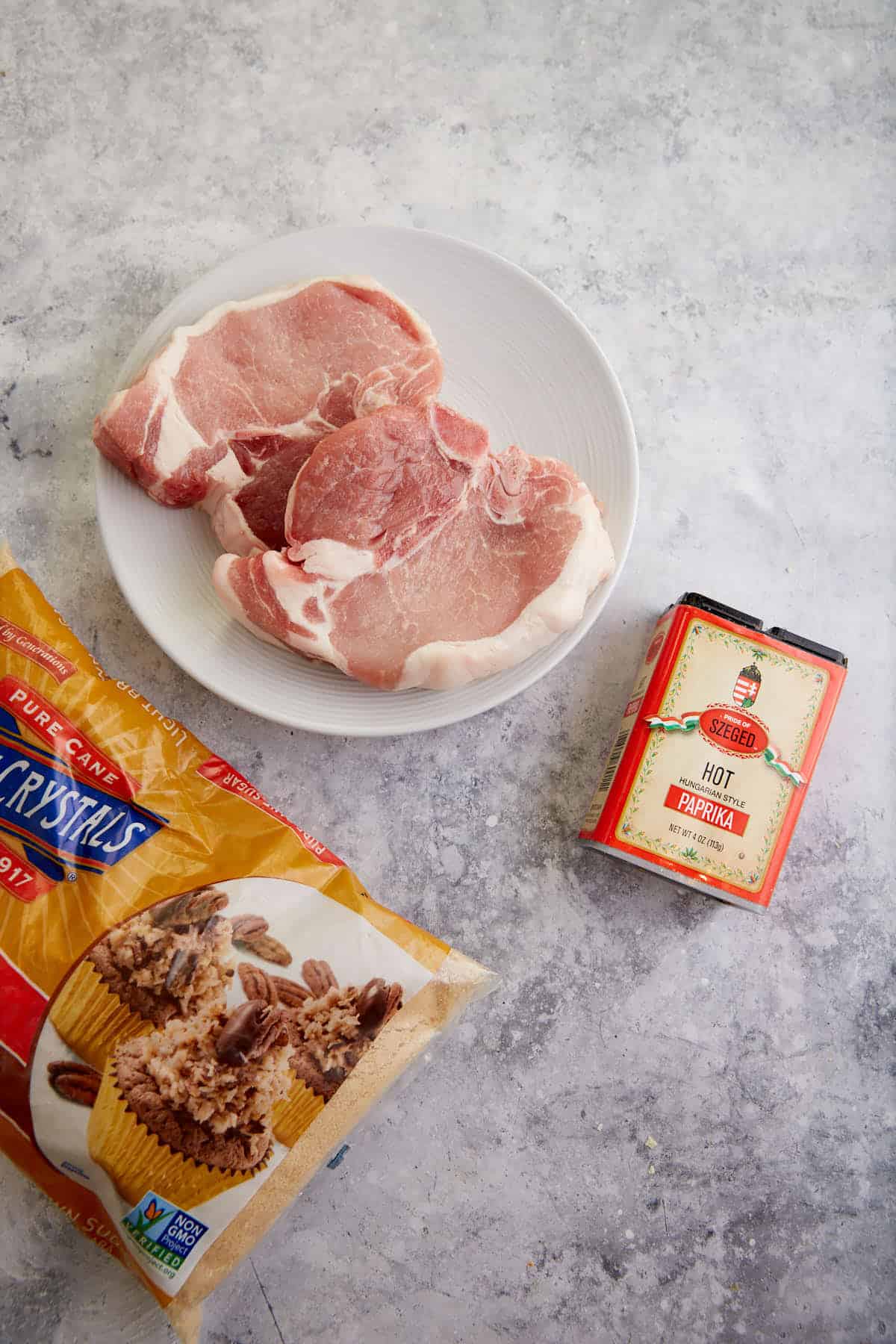 The ingredients for grilled pork chops.