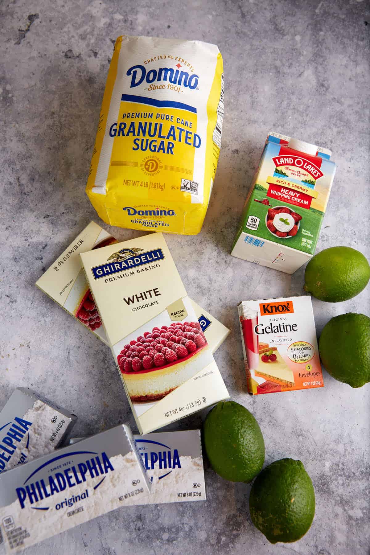 Ingredients for the key lime pie.