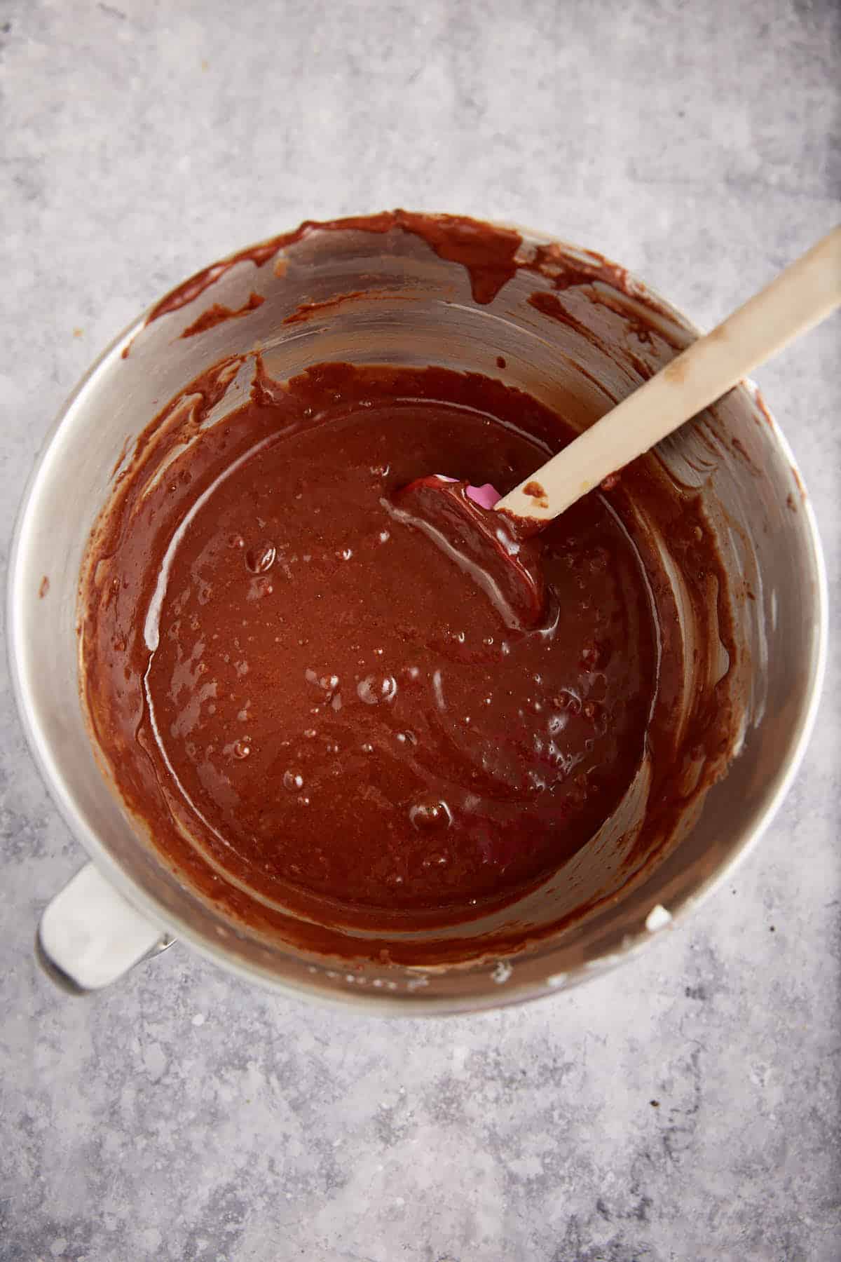 Cake batter with boiling water added.