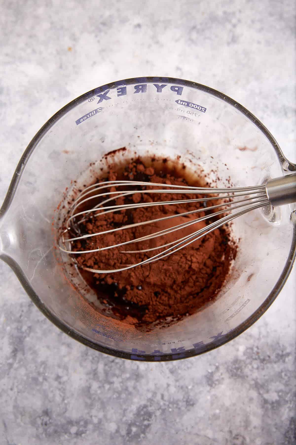 Cocoa powder added to a butter frosting.