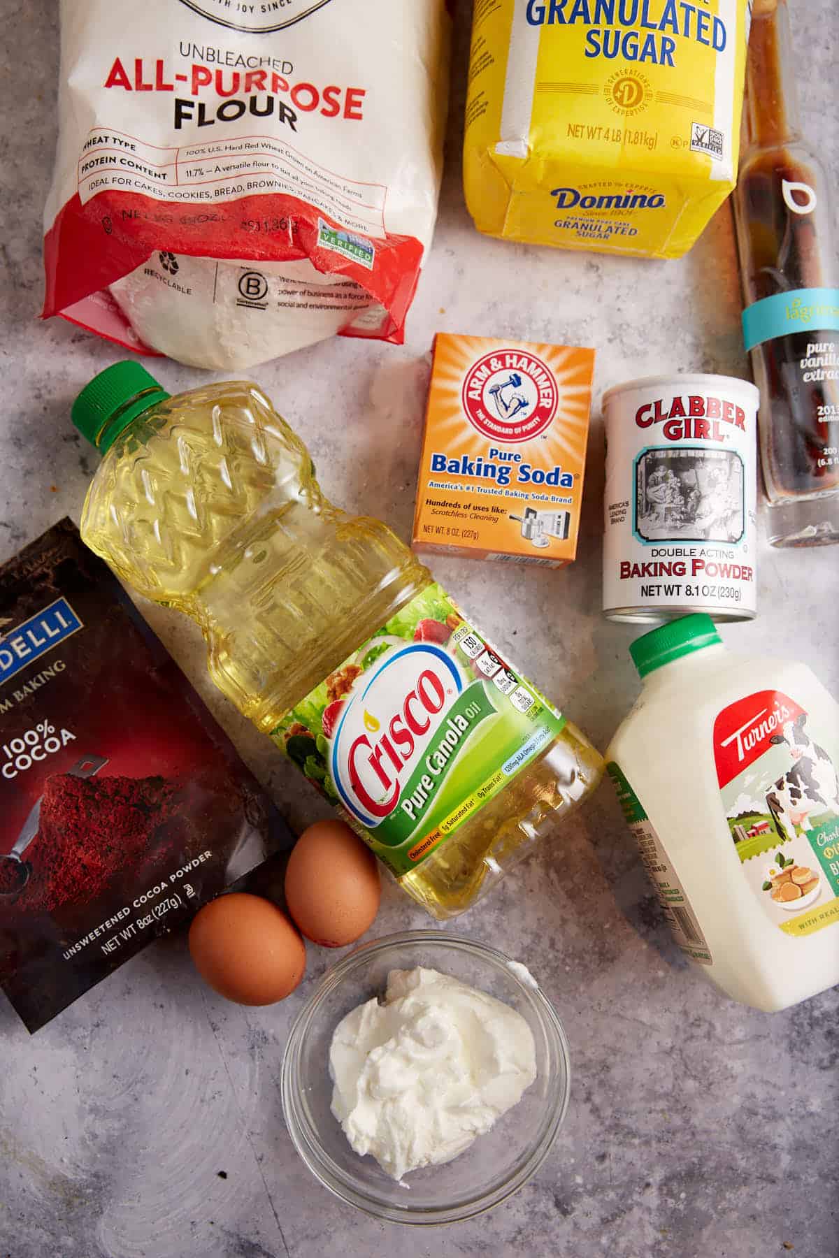 Ingredients for a chocolate mud cake.