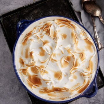 A sweet potato casserole with marshmallow like topping.