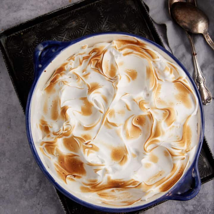 A sweet potato casserole with marshmallow like topping.