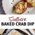 Crab dip on crackers and crotini.