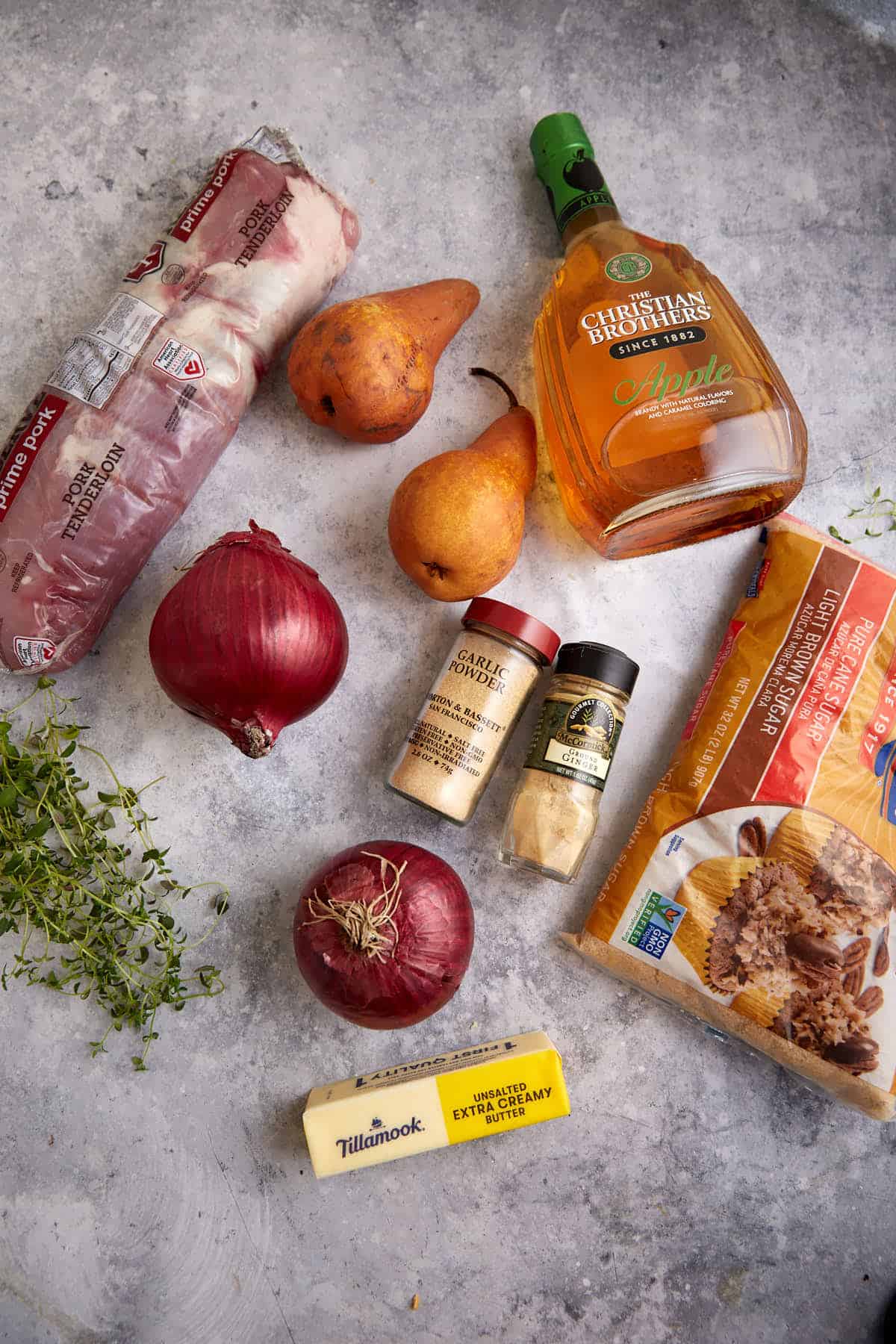 The ingredients for an oven roasted pork tenderloin.