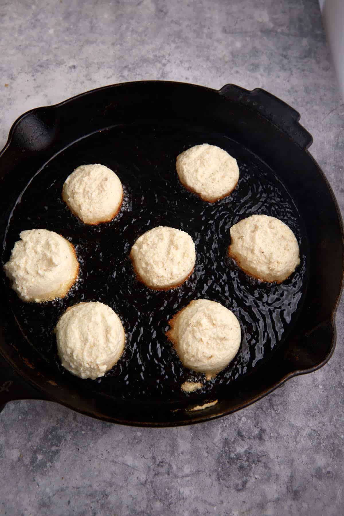 Cornbread in a skillet.