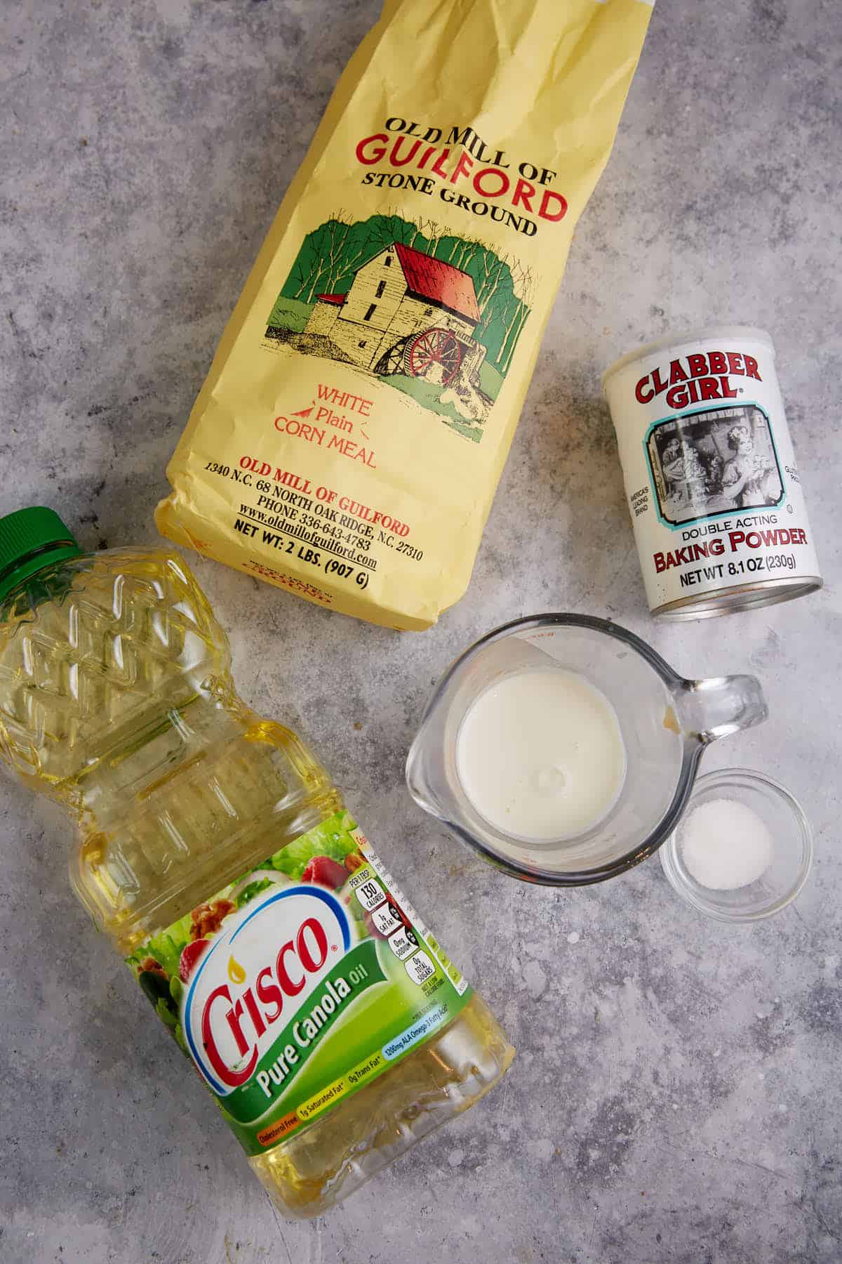 Ingredients for hot water cornbread.