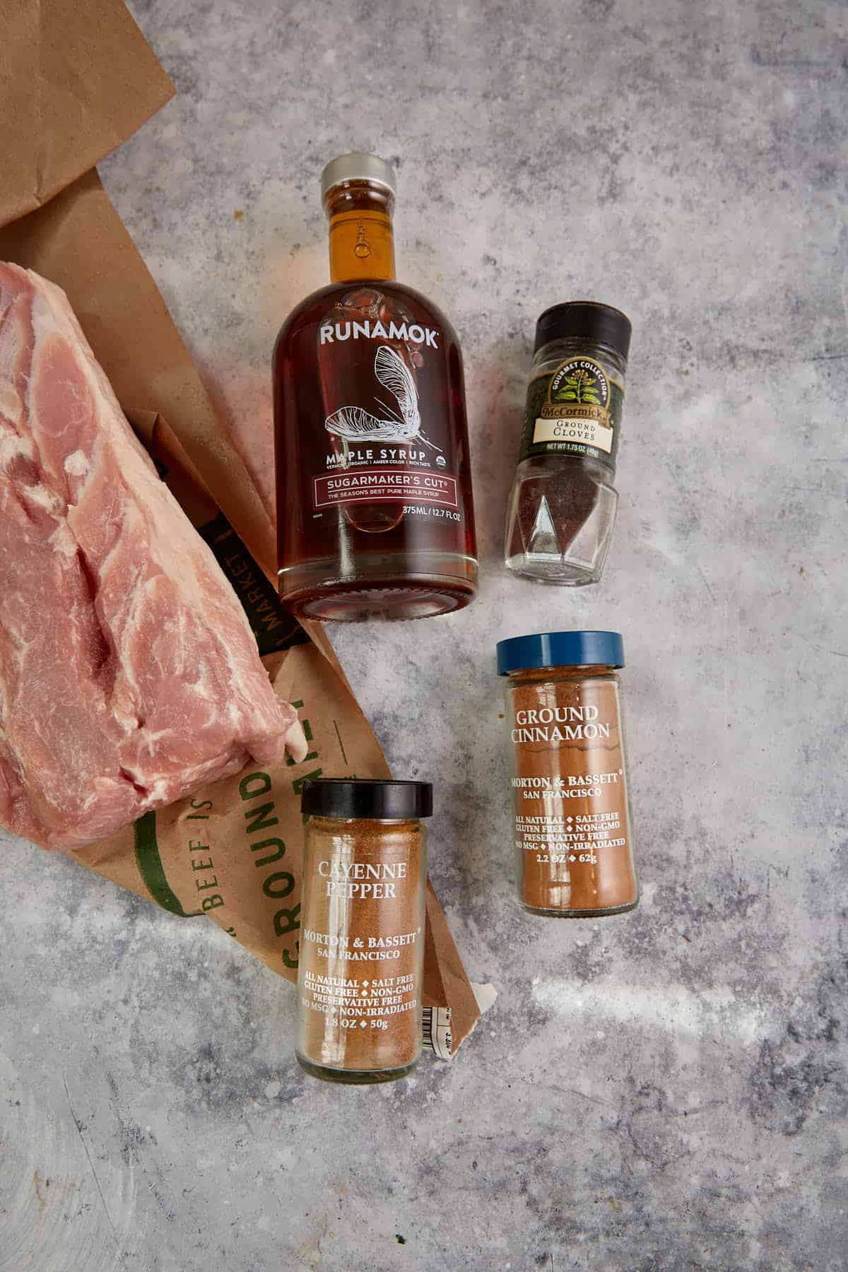 Ingredients for an oven roasted pork loin.