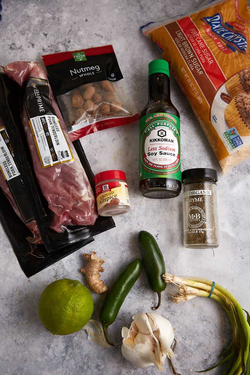 The ingredients for grilled pork tenderloin with pineapple.