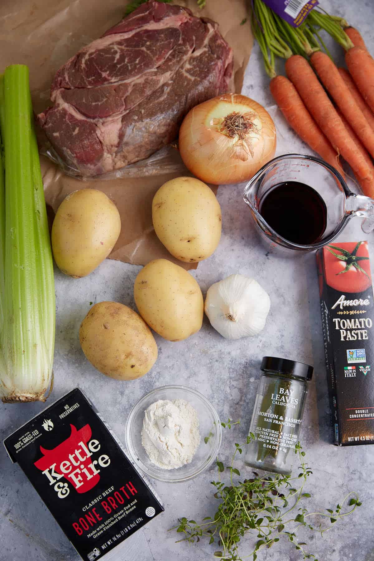 The ingredients for a pot roast. 