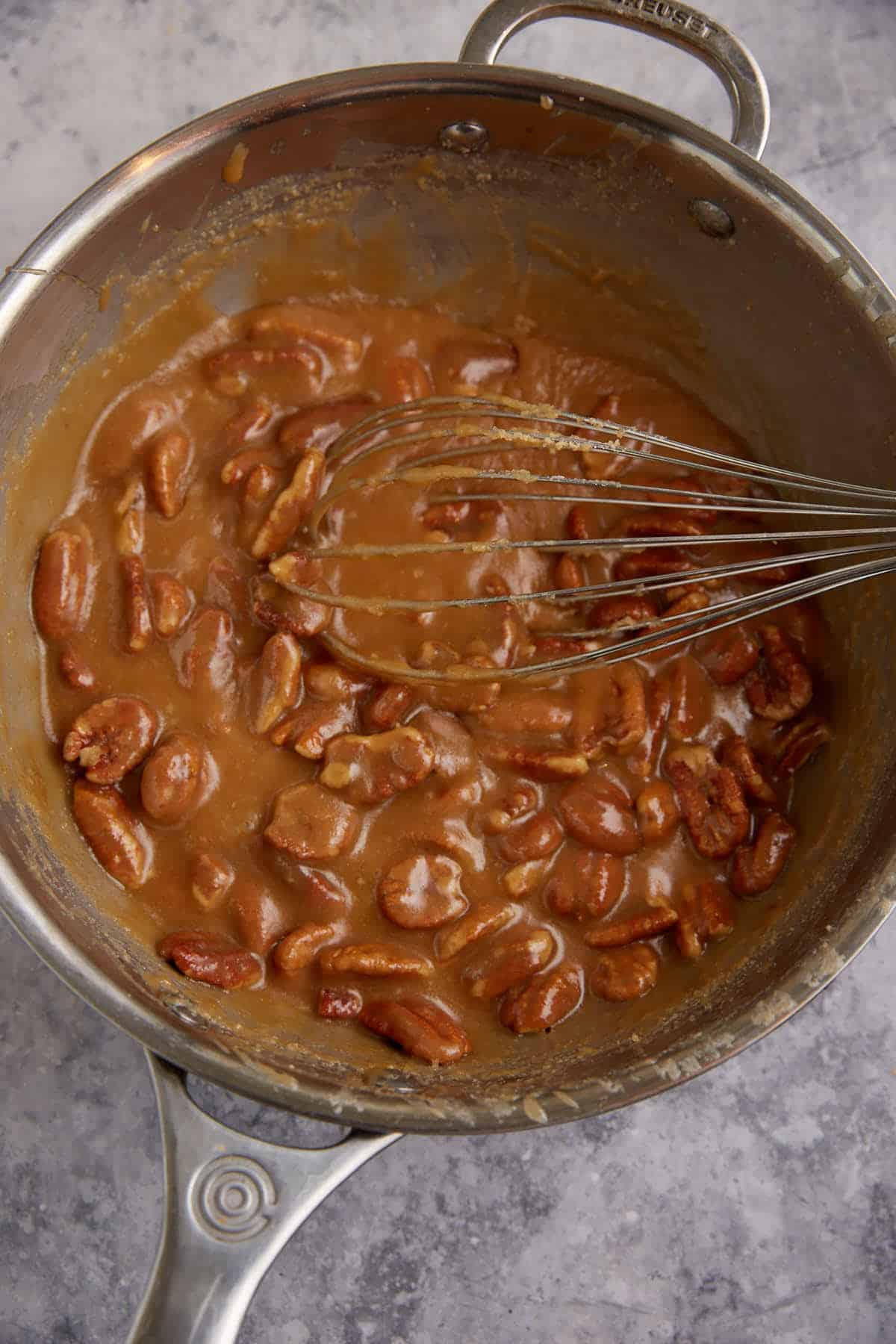 Creamy pralines in a saucepan.