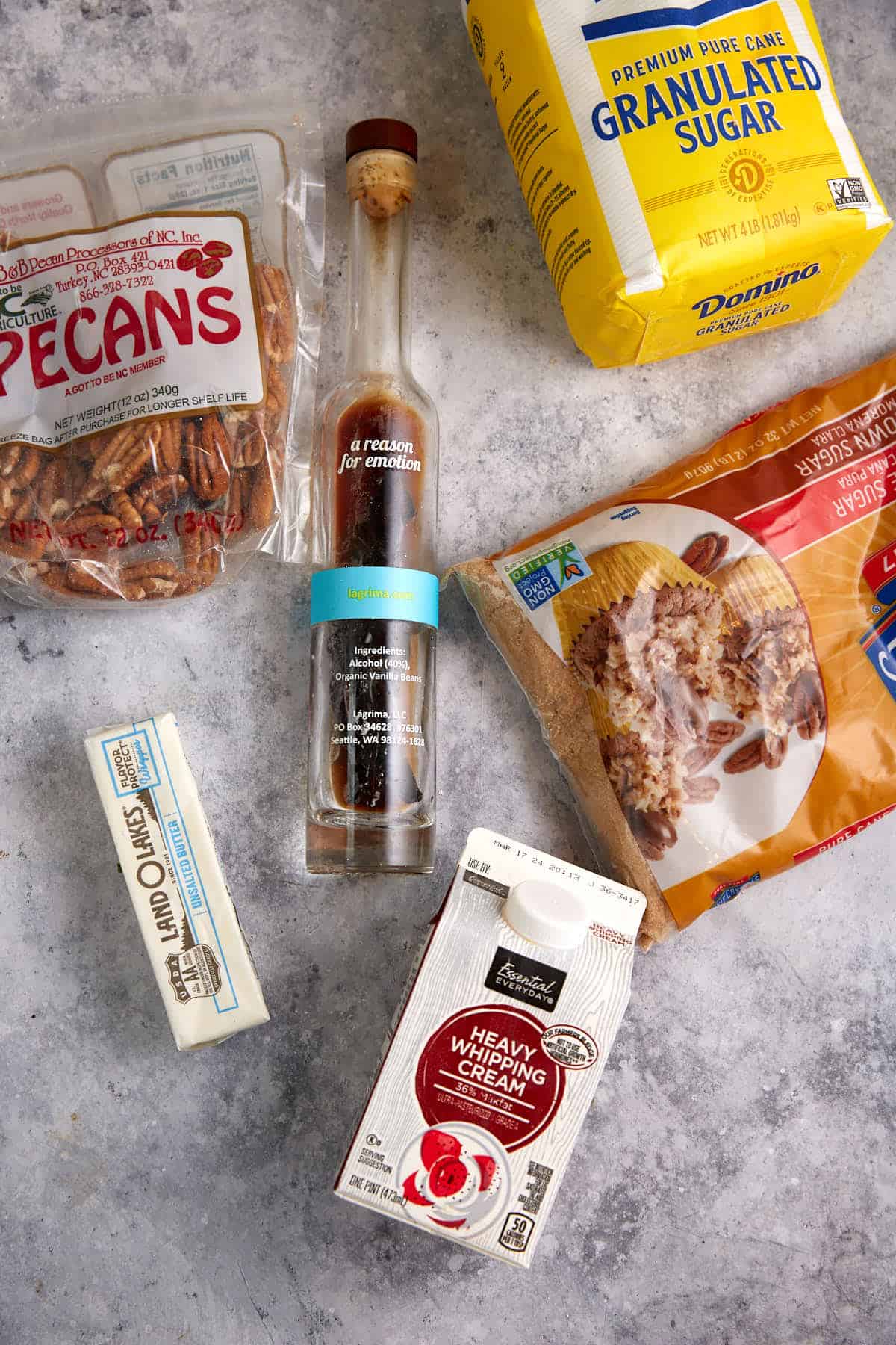 The ingredients for praline pecans.