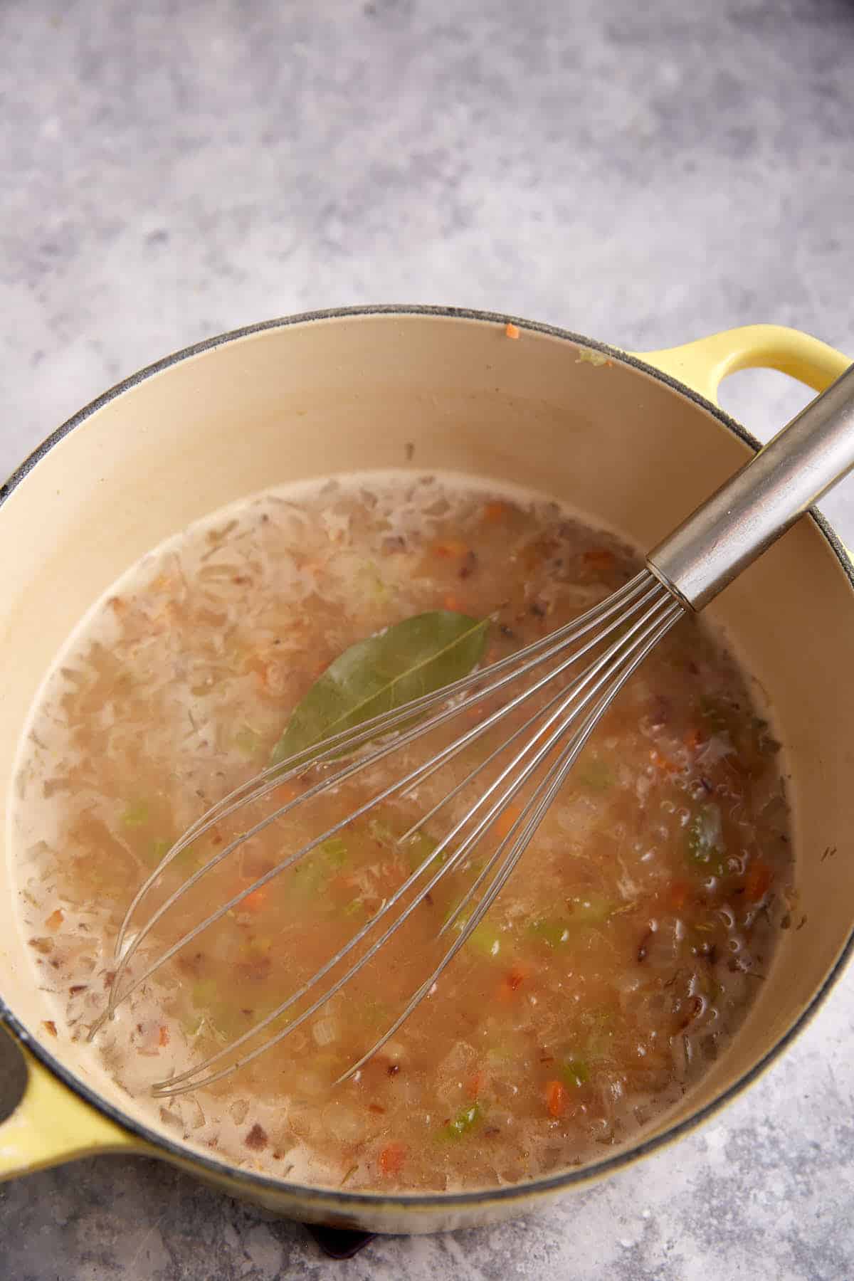 Broth added to gravy.