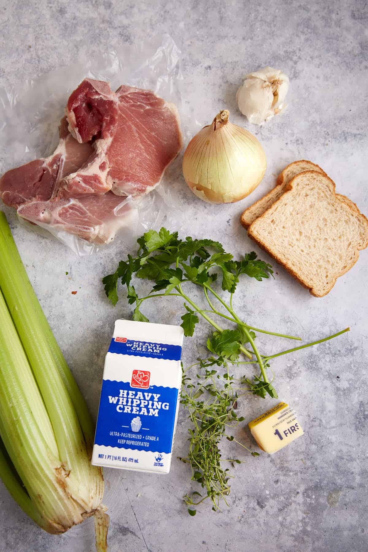 The ingredients for stuffed pork chops.