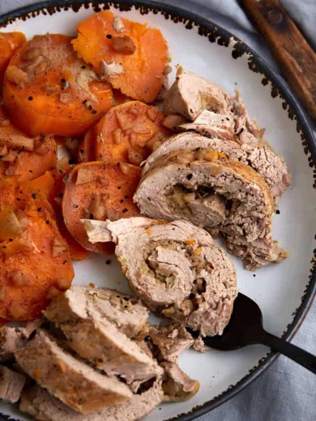 Crock Pot Brown Sugar Pork Tenderloin with Sweet Potatoes Butter