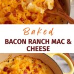 A dutch oven with bacon ranch mac and cheese.