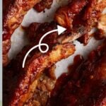 A pan of baked baby back pork ribs.