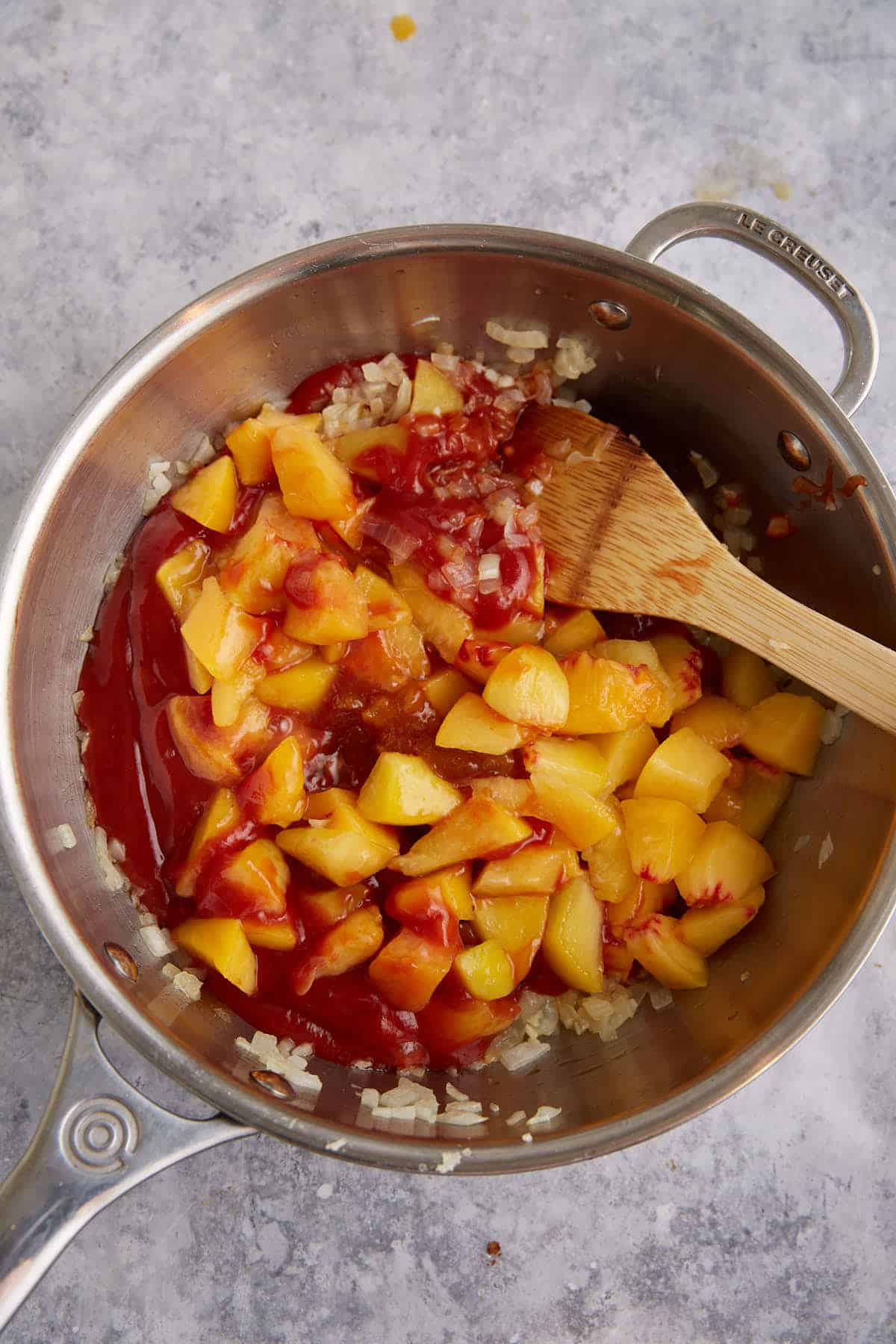Peaches added to a bbq sauce.