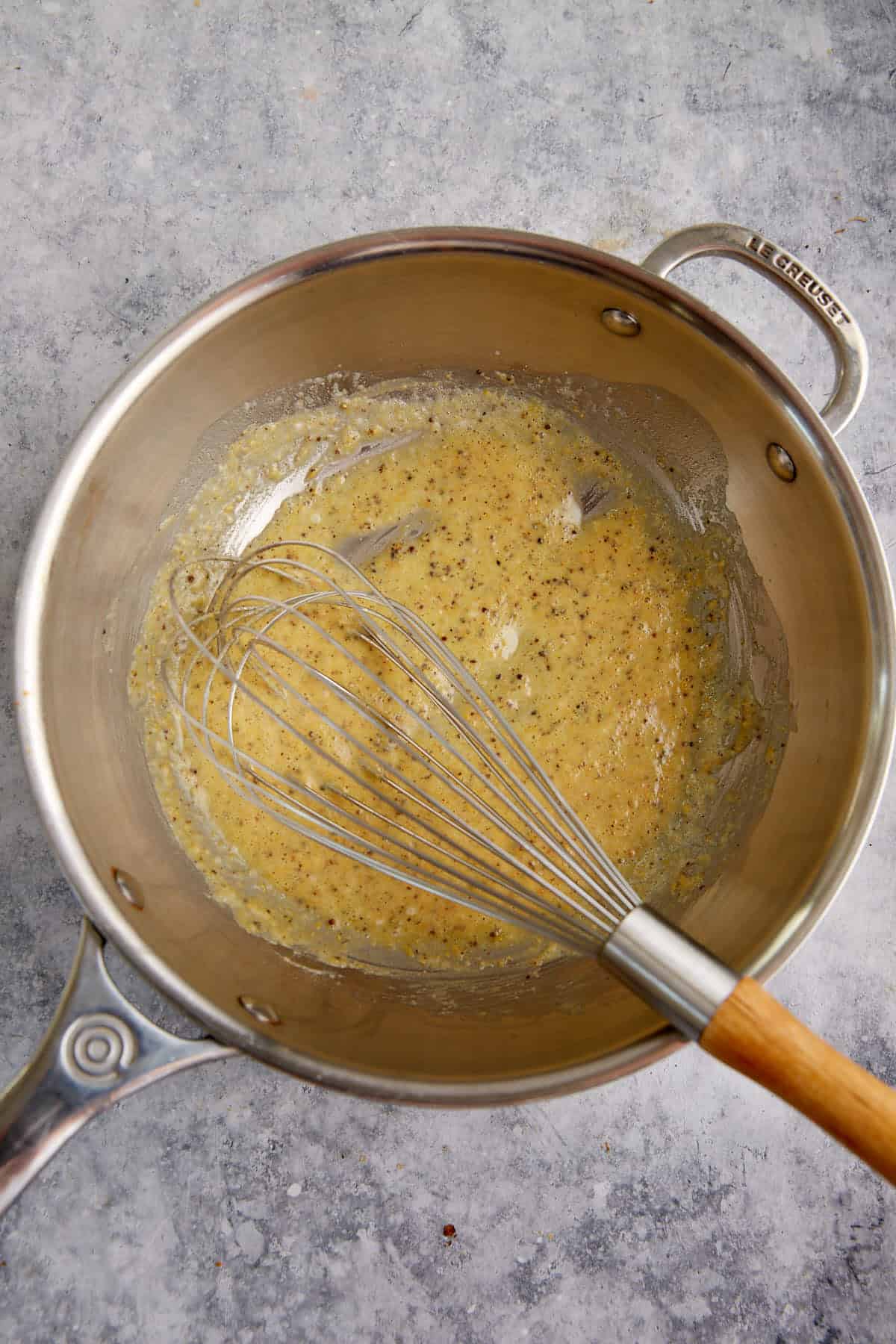 A saucepan with butter and flour.