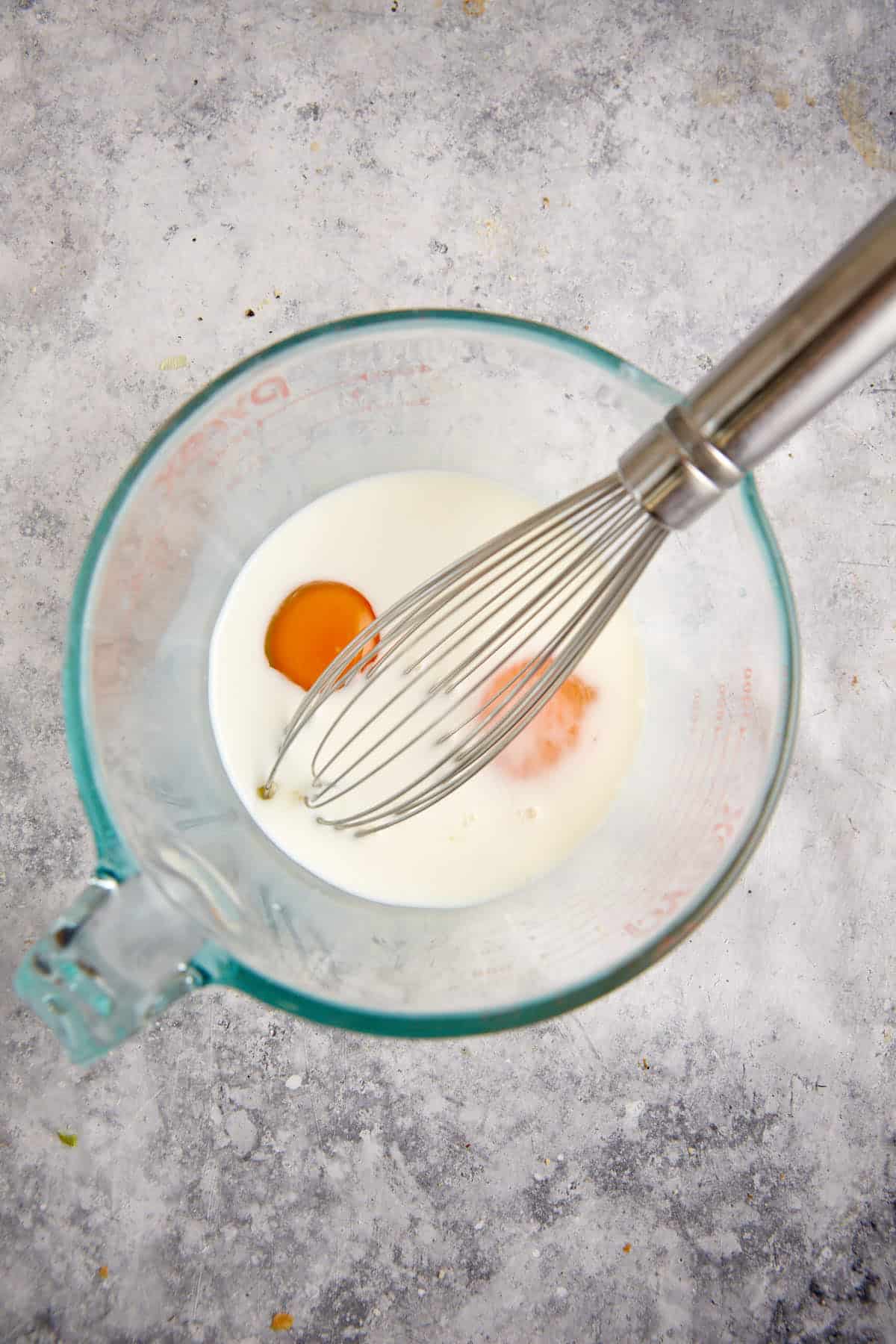 A mixture of eggs and millk.