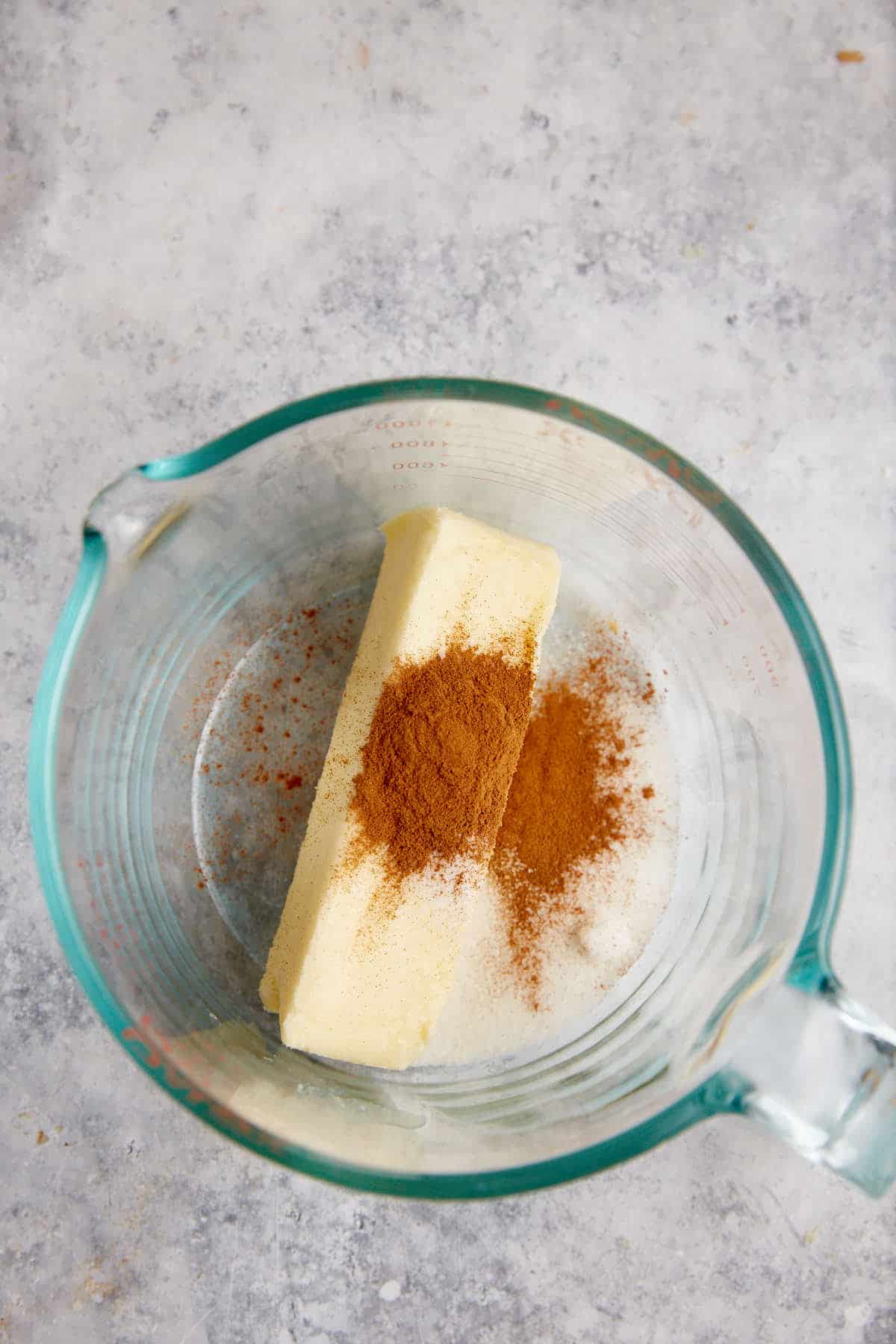 Butter in a bowl with cinnamon.