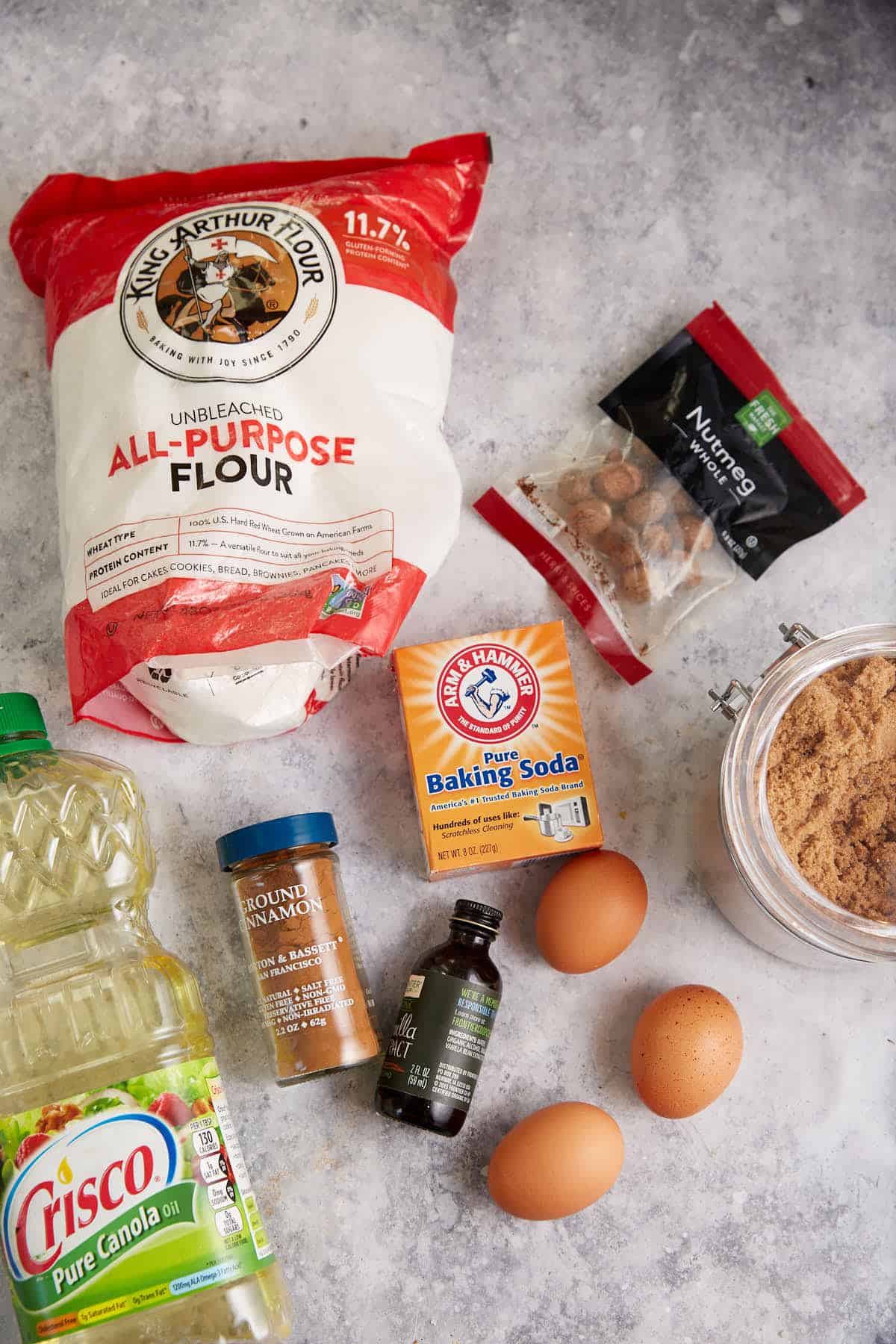 The ingredients to make muffins.