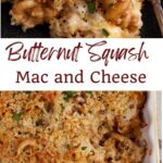 A casserole dish of butternut mac and cheese.