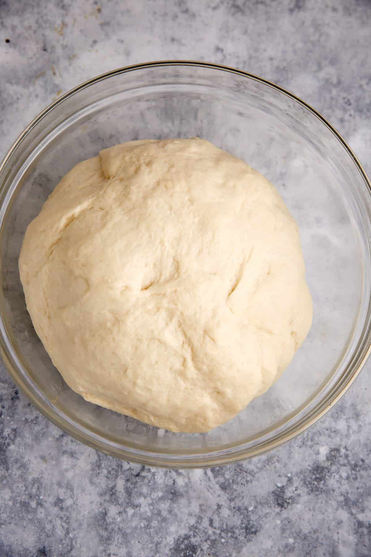 A ball of yeast dough before it has risen.