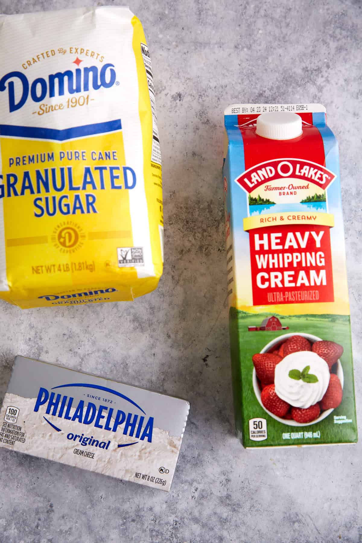 The ingredients for the cream cheese filling.
