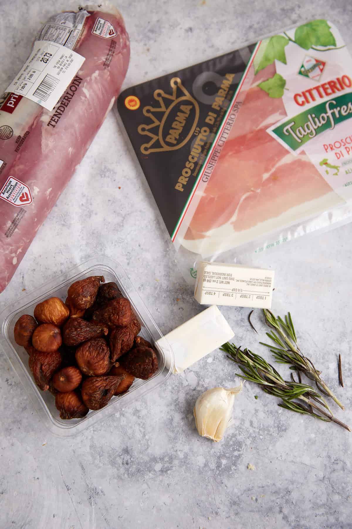 The ingredients for a stuffed pork tenderloin.