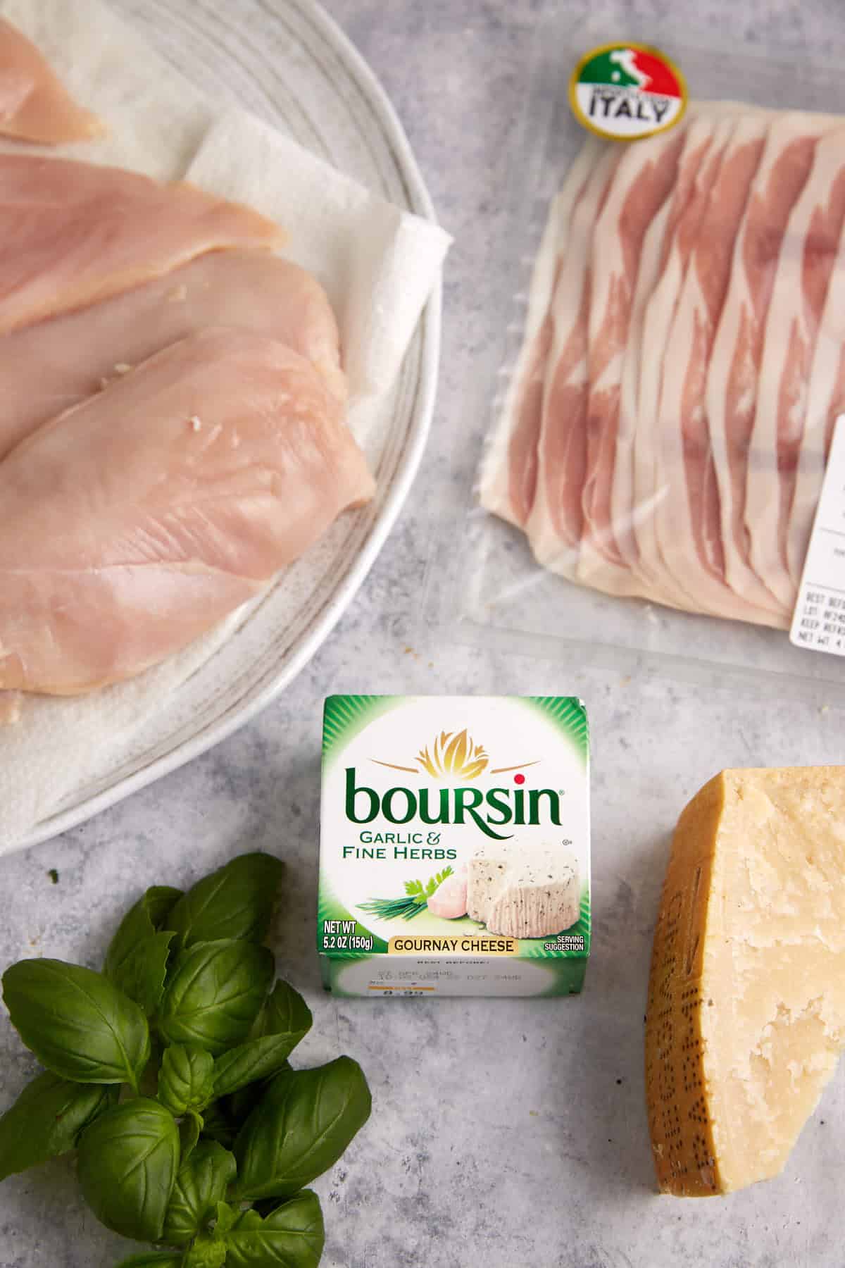 The ingredients you'll need to make stuffed chicken.