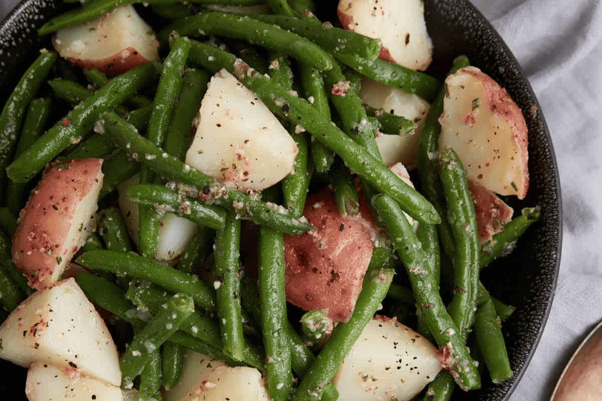 A green bean salad with new potatoes.